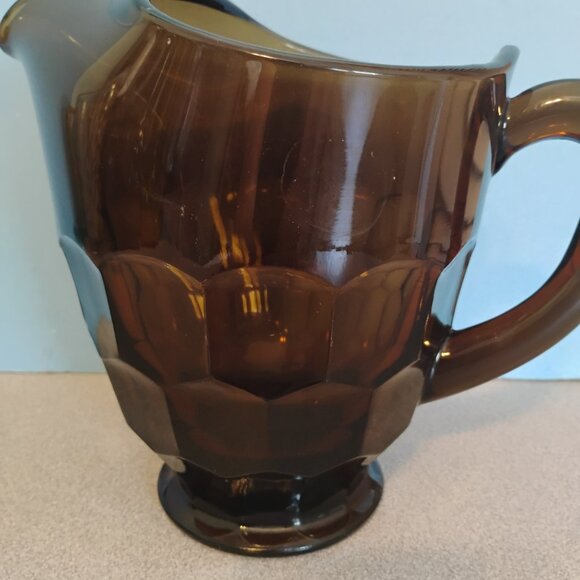 Viking Glass Vintage Georgian Pattern Beverage Pitcher, Chestnut Brown, MCM - Picture 3 of 5